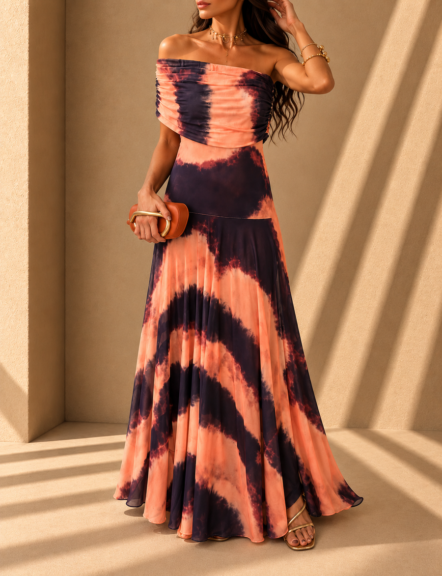 Constancia Vestido Maxi de Hombros Descubiertos con Aberturas
