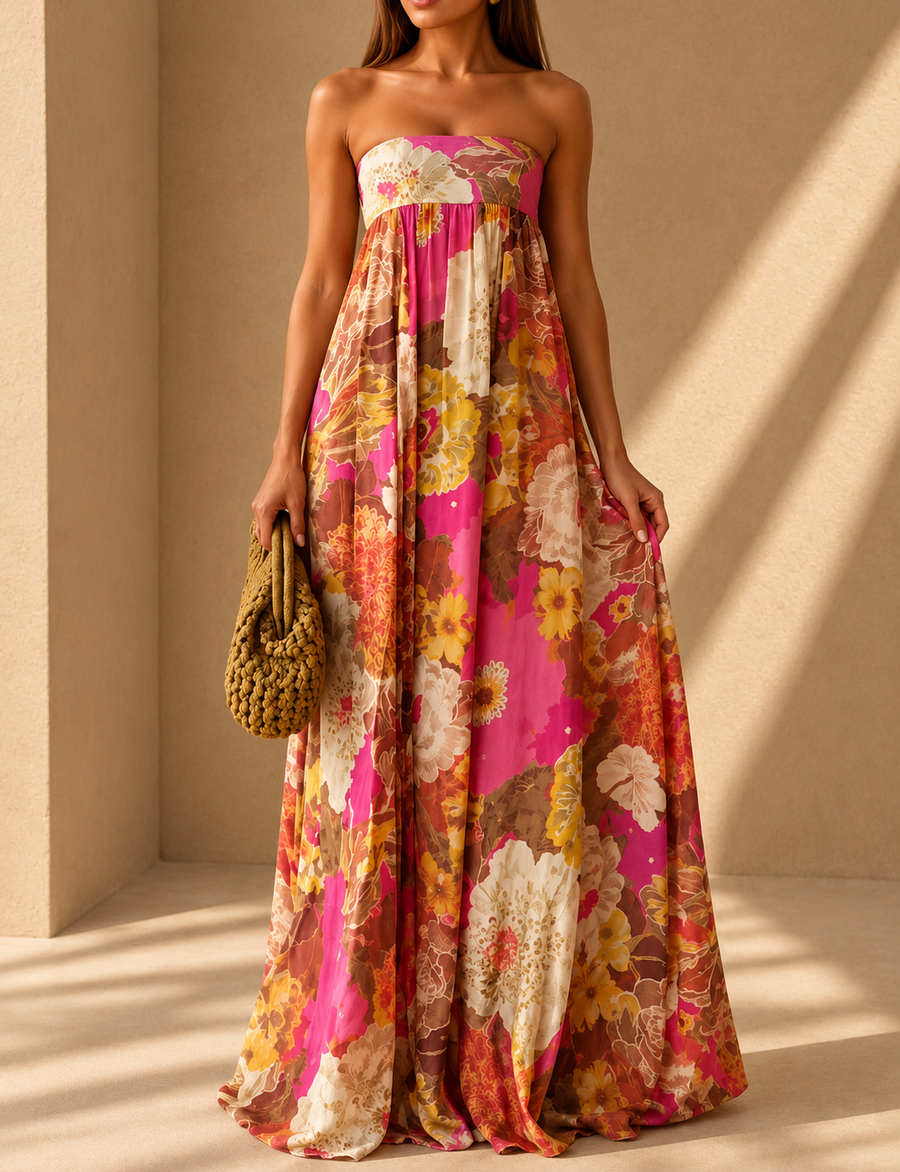 Alexia Vestido Maxi Floral de Un Hombro