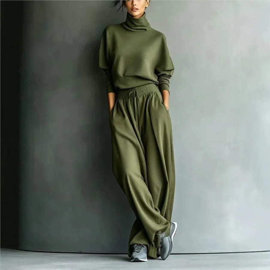 Cornelia Conjunto De Cuello Alto Y Pantalón Holgado